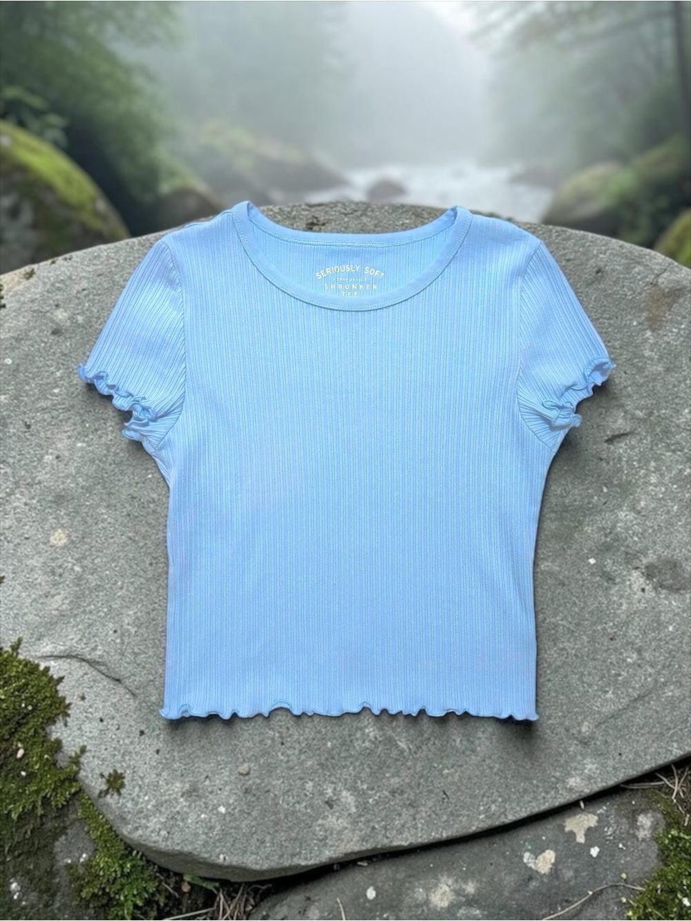 🩵 Aéropostale Seriously Soft Ribbed Shrunken Tee Light Blue Women’s L